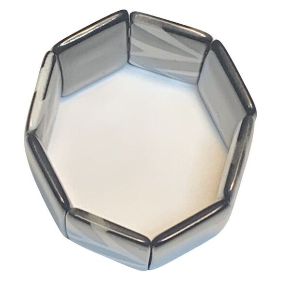 Vintage Black White Zebra Print Acrylic Rectangle Women’s Stretch Bracelet - Picture 6 of 6